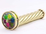 Handmade Brass Spiral Kaleidoscope with Interchangeable Wheels Vintage Optical Art Toy Collectors Display Stand
