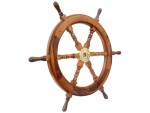 36” Wooden Ship Wheel – Handcrafted Nautical Captain Steering Wheel | Rustic Pirate Wall Hanging Décor | Solid Wood Marine Wheel for Home, Office, Bar & Restaurant | Nautical Gift for Sailors & Sea Lovers