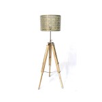  Classic Wood Tripod Nautical Floor Lamp with Shade, Antique