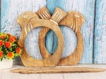 Handmade Wooden Bird Napkin Rings Set of 2 | Rustic Farmhouse Table Décor | Natural Mango Wood Bird-Shaped Napkin Holders for Dining, Wedding, or Holiday Table Settings