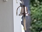 Solid Brass Wall Mounted Ship Bell, Bronze Finish Marine Hanging Bell for Dinner, Indoor &amp; Outdoor Use, School, Bar, Reception, Restaurant, Nautical Decor by Roorkee Instruments India