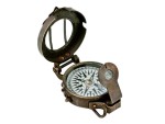 Vintage Brass Prismatic Compass with Leather Case – Antique Maritime Navigation Compass for Hiking, Camping, Boating & Adventure – Collectible Gift for Men, Sailors & Travelers