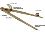 8” Brass Pencil Marking Compass with Wooden Box | Wing Divider Scriber for Wood & Metal | Precision Circle Drawing & Map Plotting Tool | Leather Scratch Compass for Drafting & Geometry Work
