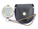 Solid Brass Compass Engraved with Thoreau’s “Go Confidently” Quote | Working Directional Camping Compass with Stamped Leather Case | Adventure, Graduation, Christmas & Anniversary Gift for Him