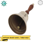 Large and Heavy Solid Brass Hand Bell School Bell Call Service Bell with Wood Handle 
