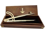 8” Brass Pencil Marking Compass with Wooden Box | Wing Divider Scriber for Wood & Metal | Precision Circle Drawing & Map Plotting Tool | Leather Scratch Compass for Drafting & Geometry Work