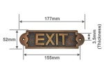 Antique Brass EXIT Door Sign Plaque – Vintage Cast Metal Wall Plate for Home, Office, Pub, or Restaurant – Classic Rustic Finish, Handmade Decorative Sign – Easy Mount with Screws Included