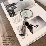  Magnifying Glass with Mother of Pearl Handle, Handheld 10x Magnifying Glass Lens, Antique Magnifier, Reading, Inspection, Coin &amp;amp;amp; Stamp, Astrologer, Low Sight Elderly Collectible Décor Gift 4