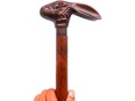 Vintage Rabbit Head Walking Cane with Red Eye Handle | Handcrafted Wooden Stick for Men & Women | Collectible Brass Handle Walking Stick | Victorian Steampunk Gift Cane by FYNJREX