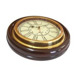 Antique Look Silent Wall Clock, 12 Inch Brass & Wood