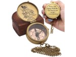 Grow Old Along With Me Brass Compass – Norman Rockwell “Sunset” Design – Romantic Vintage Compass with Chain & Wooden Box – Anniversary, Wedding, or Valentine’s Gift for Husband, Wife, Couples