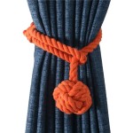 2pcs Braided Drapery Tiebacks Curtain Holdbacks Hand Knitting with Single Ball Cotton Rope Tassel 