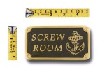 Screw Room Brass Door Sign Plaque | Vintage Nautical Wall Plate with Anchor Design | Solid Cast Brass & Black Enamel Finish | Boat Cabin Door Decor | Maritime Gift for Sailors