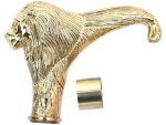 Vintage Lion Head Brass Handle Walking Stick for Men and Women – 3 Fold Wooden Cane – Antique Gold Finish – Collectible Decorative Walking Cane – Gift for Gentlemen, Seniors & Collectors
