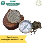 Pocket Brass Compass, Nautical Navy Compass for Camping, Travelling, Hiking, Boating, Gift Compass for Wedding, Birthday, Anniversary, Graduation, Mom Dad to Daughter, with Imprinted Leather Case