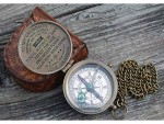 To My Grandson Compass – Solid Brass Engraved Compass with Leather Case, Inspirational Quote “Enjoy The Ride” Gift from Grandpa, Vintage Pocket Compass Keepsake for Graduation, Birthday, Christmas