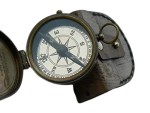 Vintage Victorian Brass Pocket Compass 1875 with Handmade Leather Case | Antique Maritime Navigation Compass | Collectible Gift for Men, Travelers & Home Office Decor