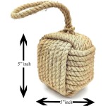 Marseille Monkey Knot Jute Square Rope Door Stopper Handmade Rope Jute (4 lbs.) - Jute