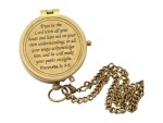 Trust in The Lord, Proverbs 3:5-6, Solid Brass Engraved Directional Compass with Leather Case | Baptism Gifts for Boys Girls, First Communion, Confirmation, Christian Gifts for Men, Catholic Gifts