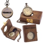 Personalize 2 inch antique royal Pocket Watch with Wooden Box