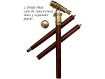 Brass Walking Stick Vintage Handle Victorian Telescope Head Foldable Steampunk Accessories Wooden Walking Stick Cane for Men and Women
