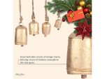 Rustic Lucky Cow Bells Set of 4 Handmade Vintage Wind Chime Gold Brass Hanging Bells with Rope for Outdoor Christmas, Farmhouse, Garden Decor, Home Decor