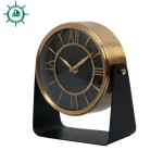 Handmade Brass Table Clock With Black Stand