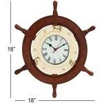 Wood and Brass Ship Wheel Clock