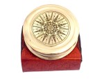 Handmade Brass Compass Engraved with Robert Frost Poem “The Road Not Taken” | Vintage Marine Compass with Leather Case | Inspirational Gift for Graduation, Son, Husband, Father