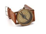 Vintage Brass Wrist Compass with Orange Leather Strap | Handmade Nautical Direction Watch Style Compass for Travel, Hiking, Gifts & Home Decor