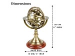 Antique Brass Armillary Sphere Globe 11 Inch | Premium Polished Finish, Wooden Base | Vintage Nautical Celestial Globe Decor | Tarnish Resistant Astronomical Model | Ideal Gift for Home Office Study