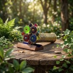 Handcrafted Etched Floral Pattern Lacquered Brass Kaleidoscope Includes Two Separate Turning Wheels-A Perfect Addition to any Collection. (7 x1.5 inch)