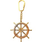 Vintage Brass Ship Wheel Locking Key, Keychain Nautical Décor 