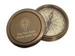 Personalized Religious Antique Brass Desk Compass in Wood Box with Laser Engraved Cross for Baptism, Confirmation, Missionary, Birthday Gifts