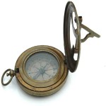 Antique Nautical Vintage Directional Magnetic Sundial Clock Pocket Marine Compass Essential Baptism Gifts with Leather Case for Loved Ones, Son, Love, Partner, Spouse,Fiancé 2.8&amp;amp;amp;amp;amp;amp;amp;quot;