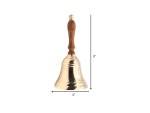 Large & Heavy Loud Gold Hand Bell for Weddings, Christmas & School – Solid Polished Brass Hand Call Bell with Wooden Handle – Vintage Service, Reception & Ceremony Bell – Handmade Brass Décor