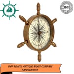 Vintage Star Brass Handmade Paperweight Direction Ship Wheel Lens Compass Beautiful Desktop Decorative & Gifting Item