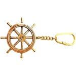 Vintage Brass Ship Wheel Locking Key, Keychain Nautical Décor 