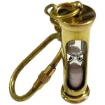 Brass Hourglass Keychain, Antique Finish, Sand Timer, Nautical Style, Carabiner Key Ring
