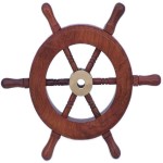 Roorkee Instruments Nautical Pirate Deluxe Class Wood and Brass Decorative Ship Wheel 6 inches- Nautical Gifts