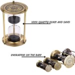 Hourglass 60 Minute Sand Timer, Vintage Brass Black Sand Clock Stand, Large Metal Sand Watch 60 Min, Unique Antique 1 Hour Glass Sandglass for Home, Office, Desk Decor