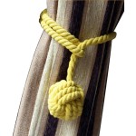 2pcs Braided Drapery Tiebacks Curtain Holdbacks Hand Knitting with Single Ball Cotton Rope Tassel - Yellow