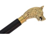 Brass Wolf Head Walking Cane – Vintage Style Brass Handle Wooden Walking Stick for Men & Women, Decorative Animal Cane, Collectible Gift for Gentlemen, Seniors & Cosplay Accessory (36 Inch)