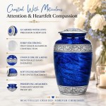 Blue Marble Cremation Urn for Human Ashes – Decorative Memorial Keepsake Urn