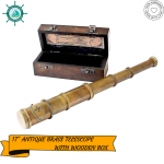 Nautical Vintage Maritime Brass Telescope Dollond London 1920 Antique with Wooden Box Spyglass