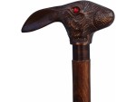 Vintage Rabbit Head Walking Cane with Red Eye Handle | Handcrafted Wooden Stick for Men & Women | Collectible Brass Handle Walking Stick | Victorian Steampunk Gift Cane by FYNJREX