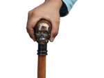 Antique Brass Skull Walking Cane – Gothic Steampunk Men’s Walking Stick with Solid Wood Shaft & Bronze Finish Skull Handle – Collectible Victorian Prop & Costume Accessory