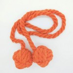 2pcs Braided Drapery Tiebacks Curtain Holdbacks Hand Knitting with Double Ball Cotton Rope Tassel - Orange