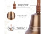 Premium Solid Brass Service Bell Handheld Loud Call Bell with Wooden Handle for Church Restaurant Hotel Reception Office Event Holiday Use Brass Finish