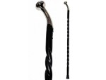 Nickel Handle Walking Cane for Men & Women – Twisted Black Wooden Shaft with Curved Brass Handle 37 Inch – Stylish Walking Stick with Rubber Tip – Elegant Gift for Seniors, Gentlemen & Ladies
